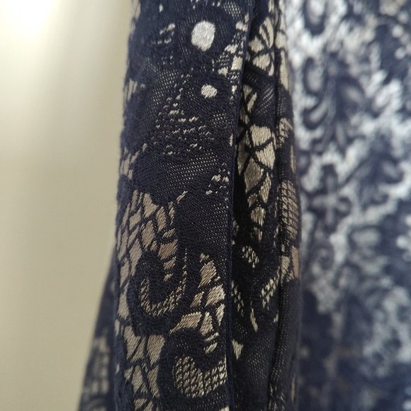 Ricki's | Blue Silver Floral Jacquard Dress | 4 - Picture 10 of 16